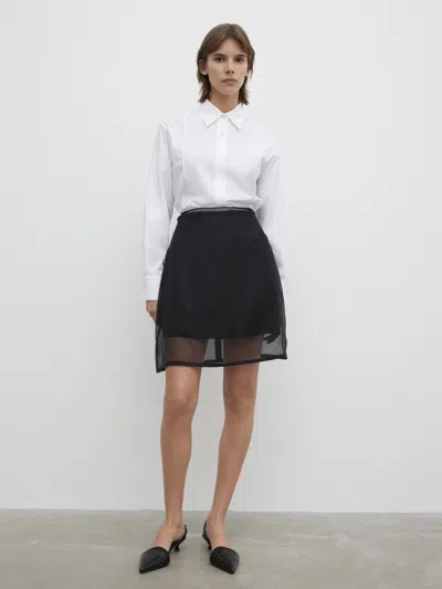 House Of Dagmar Silk Organza Mini Skirt In Black
