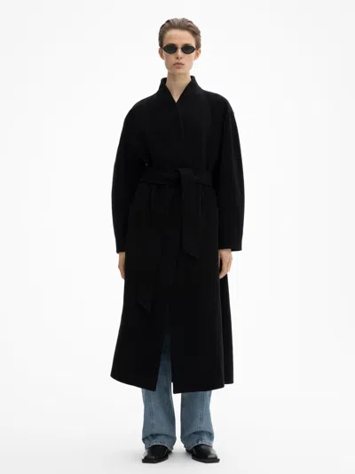 House Of Dagmar Oversize Belted Coat In Black