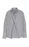 HOUSE OF DAGMAR OVERSIZED WRAP-FRONT STRIPED COTTON SHIRT