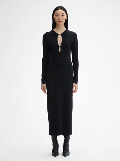 House Of Dagmar Pearl Button Dress In Black