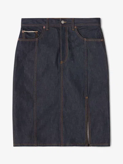 House Of Dagmar Pencil Denim Skirt In Selvedge Rinse