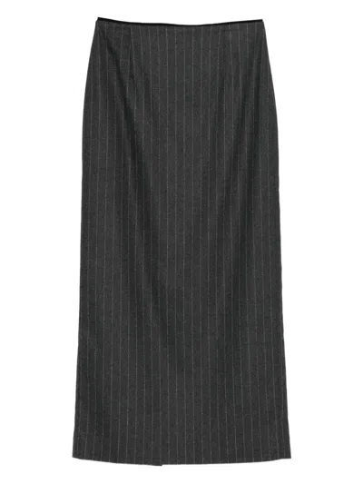 House Of Dagmar Pinstripe Pencil Maxi Skirt In Black