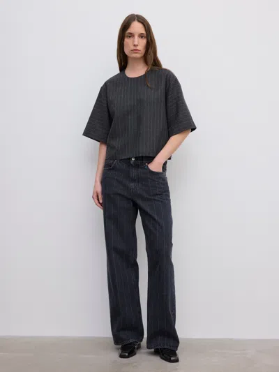 House Of Dagmar Pinstripe T-shirt In Black