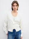 House Of Dagmar Pointelle Cardigan In Ivory White