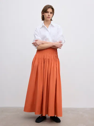 House Of Dagmar Poplin Maxi Skirt In Orange Rust