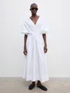 House Of Dagmar Poplin V-neck Dress In White