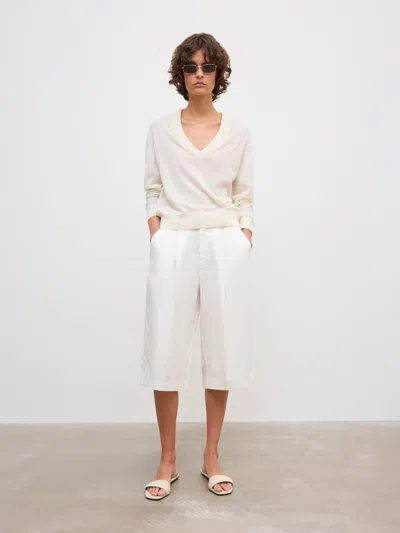House Of Dagmar Relaxed Linen Shorts |  | White | Size 32 | 56% Linen 44% Lyocell