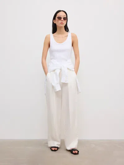 House Of Dagmar Relaxed Linen Trousers |  | White | Size 40 | 56% Linen 44% Lyocell