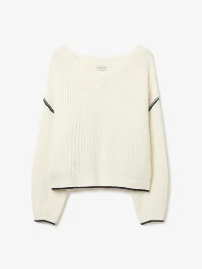 House Of Dagmar Relaxed V-neck Knit |  | White | Size L | 98% Organic Cotton 2% Elastane