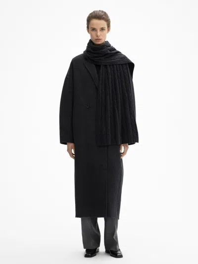House Of Dagmar Ribbed Scarf In Graphite Grey