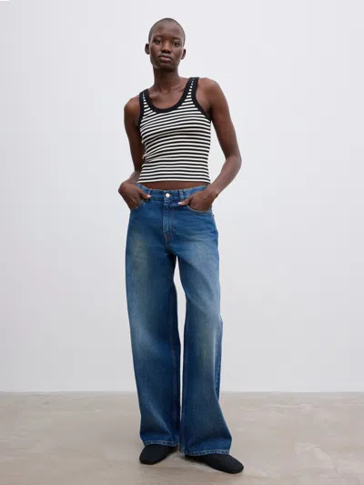 House Of Dagmar Ribbed Tank Top In Black White