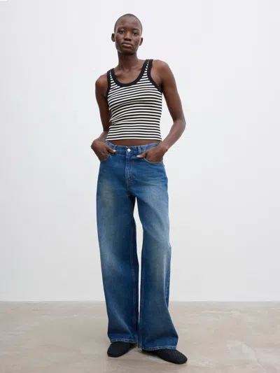 House Of Dagmar Ribbed Tank Top |  | Black White | Size Xl | 97% Cotton 3% Elastane In Multi