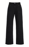 House Of Dagmar Stretch Mid-rise Straight-leg Jeans In Black