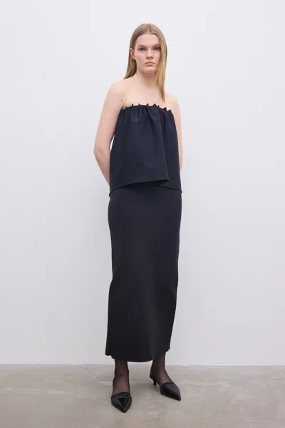 House Of Dagmar Rouched Tube Top In Black