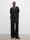 House Of Dagmar Rouched V-neck Top In Black