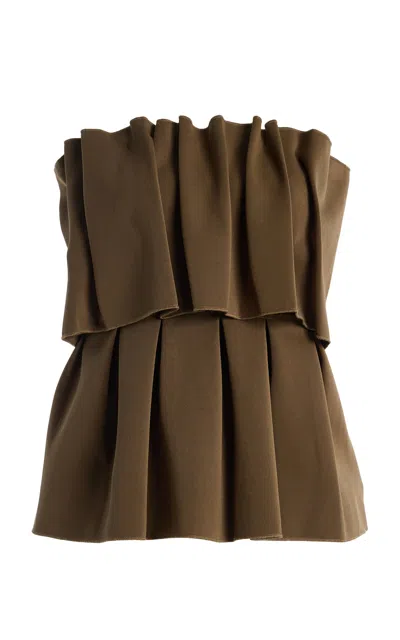 House Of Dagmar Ruffled Strapless Top In Green