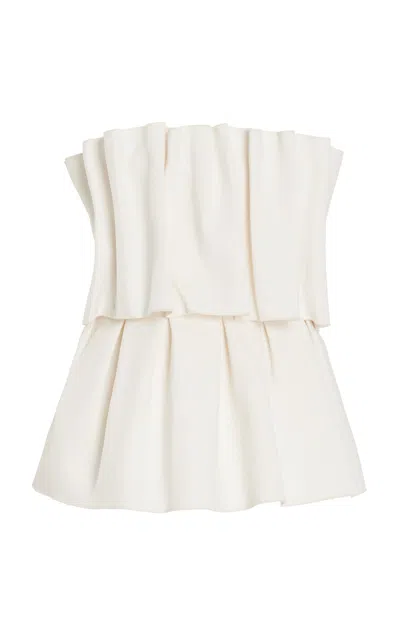 House Of Dagmar Ruffled Stretch-crepe Strapless Top In White