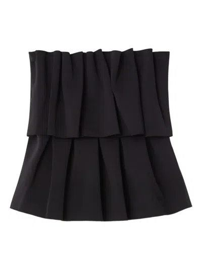 House Of Dagmar Ruffled Stretch-crepe Strapless Top In Black