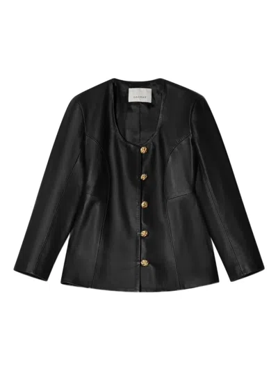 House Of Dagmar Scoop-neck Leather Jacket