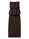 House Of Dagmar Sculpted Midi Dress In Brown