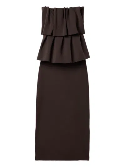 House Of Dagmar Sculpted Midi Dress In Brown
