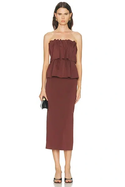 House Of Dagmar Sculpted Midi Dress In Brown