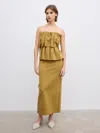 House Of Dagmar Sculpted Slim Dress In Dull Gold