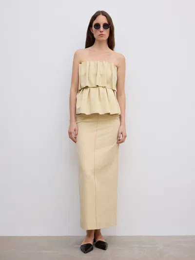 House Of Dagmar Sculpted Tube Top In Buttercream Yellow