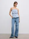 House Of Dagmar Sculpted Tube Top In Dusty Blue
