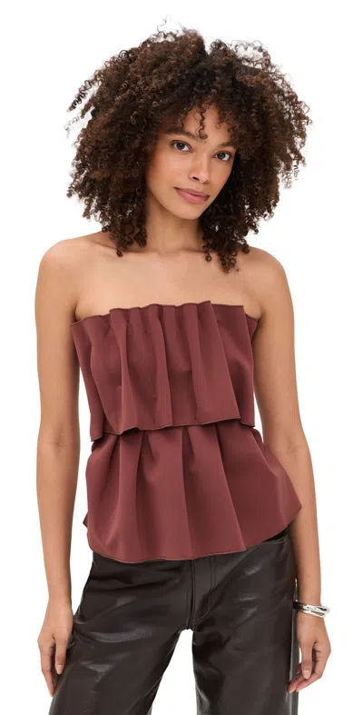 House Of Dagmar Sculpted Tube Top Mahogany Red In Brown