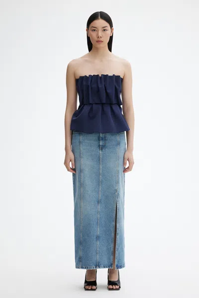 House Of Dagmar Sculpted Tube Top In Navy Blue