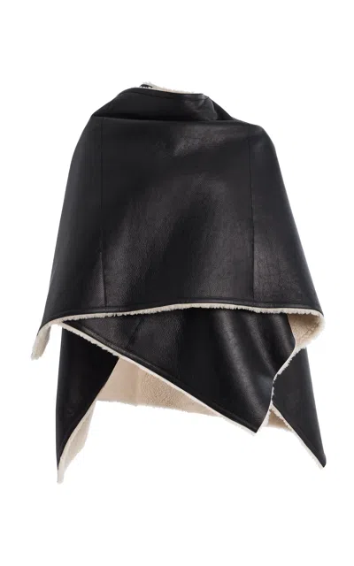 House Of Dagmar Shearling Cape In Black