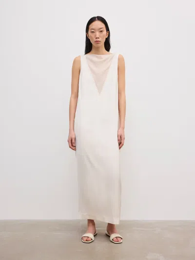 House Of Dagmar Sheer V-neck Dress |  | Pearl White | Size 40 | 100% Eco-friendly Viscose