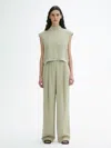 House Of Dagmar Shiny Sleeveless Top In Slate Green