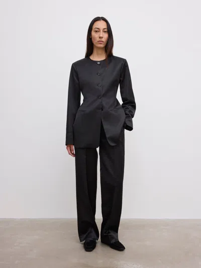 House Of Dagmar Shiny Slim Blazer |  | Black | Size 32 | 62% Wool  38% Viscose