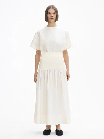 House Of Dagmar Shirred Skirt In White