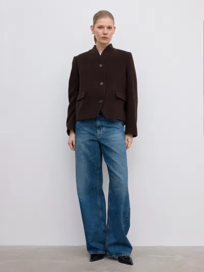 House Of Dagmar Short Curved Jacket In Brown