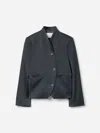 House Of Dagmar Short Curved Jacket Duchesse In Blue