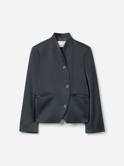 House Of Dagmar Short Curved Jacket Duchesse In Blue