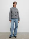 House Of Dagmar Short Curved Jacket In Grey Melange