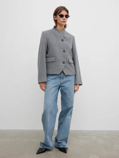 House Of Dagmar Short Curved Jacket In Grey Melange