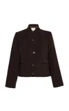 House Of Dagmar Short Curved Wool-blend Jacket In Brown