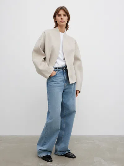 House Of Dagmar Short Doublé Jacket In Chalk Beige