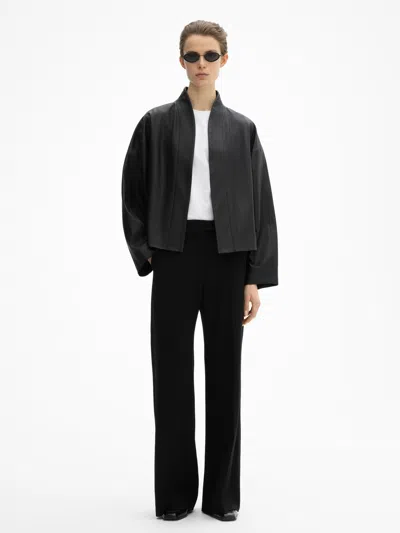 House Of Dagmar Short Leather Jacket In Black