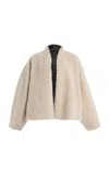 House Of Dagmar Short Shearling Jacket In Neutral