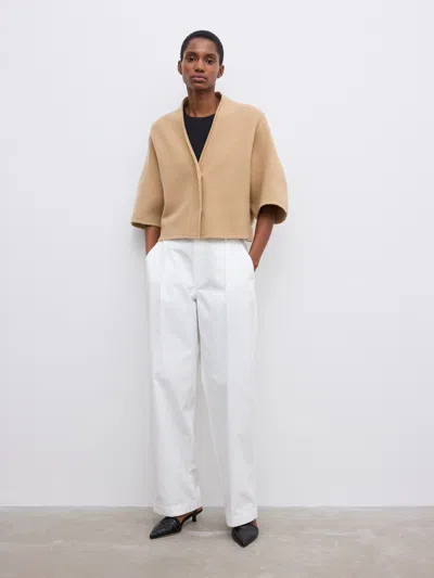 House Of Dagmar Short Wool Cardigan |  | Camel | Size L | 100% Merino Wool In Brown