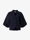 House Of Dagmar Short Wool Cardigan In Navy Melange