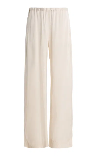 House Of Dagmar Silk Wide-leg Pants In White