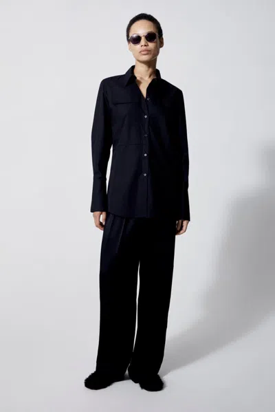 House Of Dagmar Simone Poplin Shirt In Black