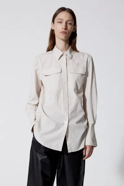House Of Dagmar Simone Poplin Woven Top In Stone